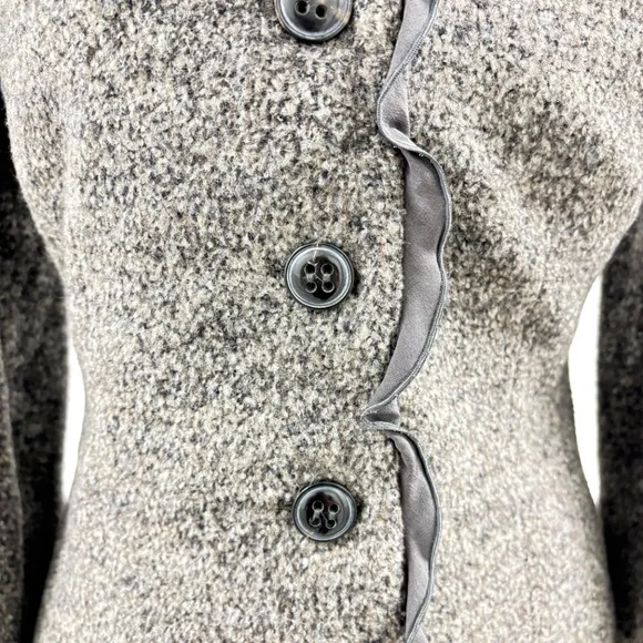 Armani Collezioni Brown/Gray Wool and Angora Ruffle Jacket - Picture 3 of 7